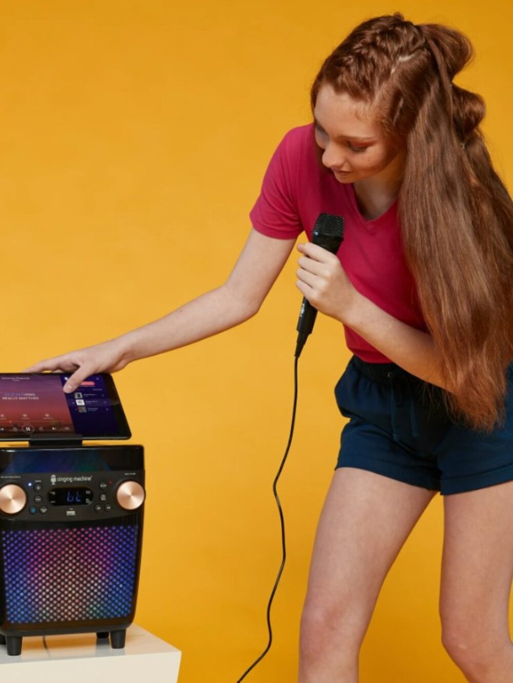 New Karaoke Singing Machine Portable Bluetooth Speaker Microphone Light Show Par - Picture 15 of 16